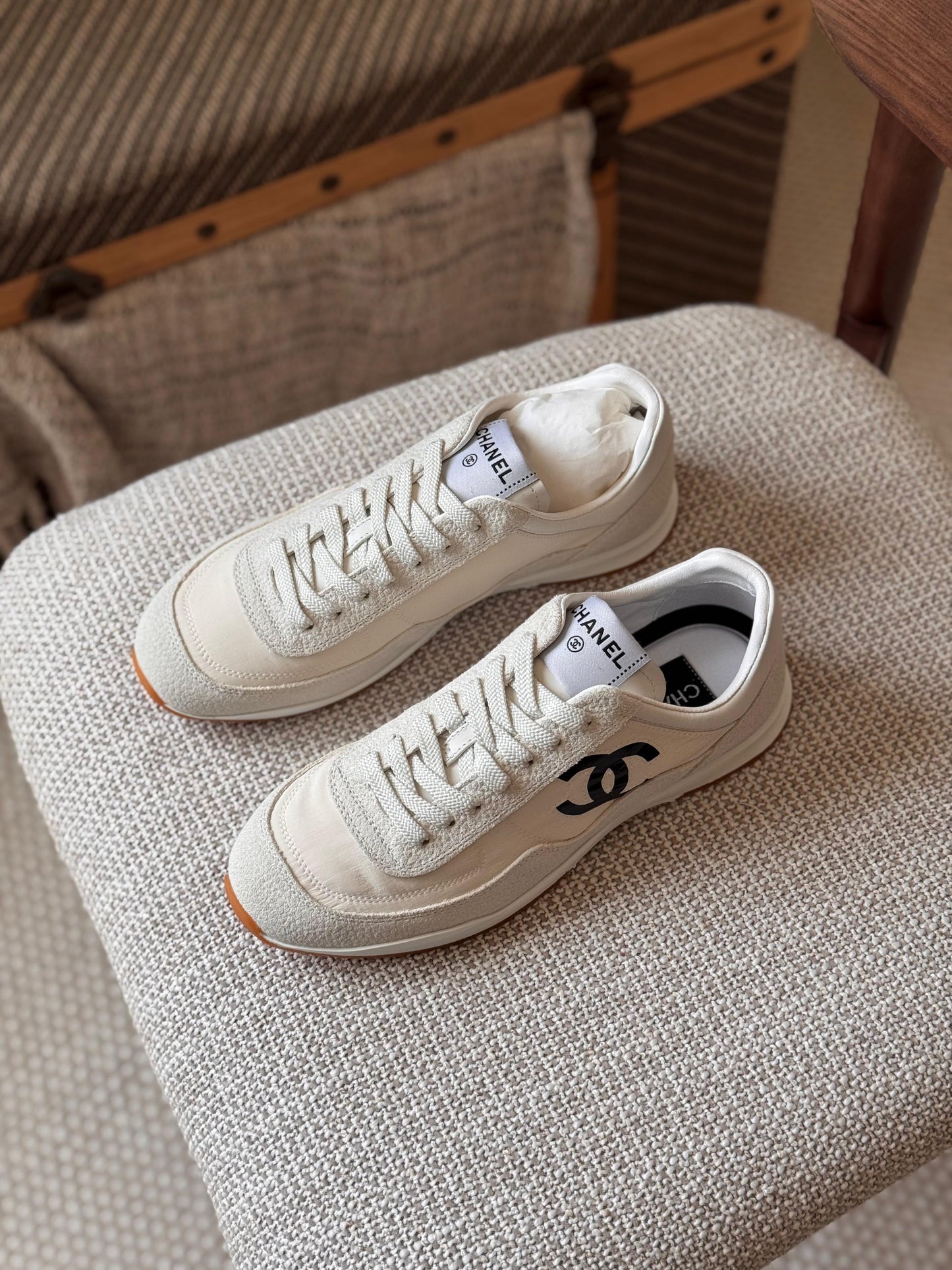 Chanel Trainers in Fabric and Embossed Suede Calfskin