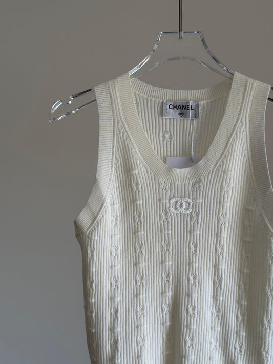 Chanel White Knit Tank Top