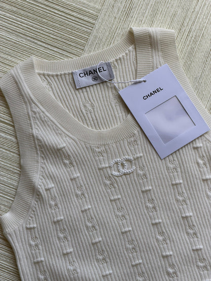Chanel White Knit Tank Top