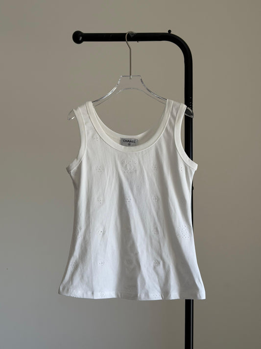 Chanel White Knit Tank Top