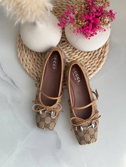 Buy Gucci Burgundy Horsebit Ballerina Flats
