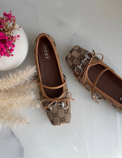 Buy Gucci Burgundy Horsebit Ballerina Flats