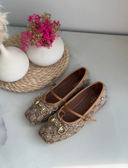 Buy Gucci Burgundy Horsebit Ballerina Flats