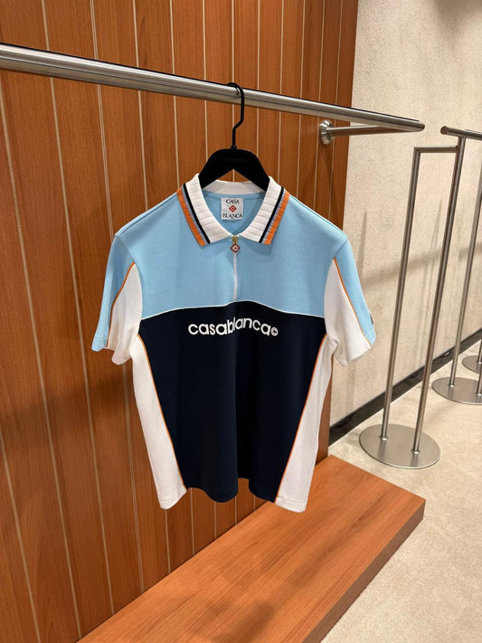 Casablanca colour-block zip-neck Polo Shirt
