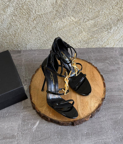 SAINT LAURENT Black Cassandra 100 Monogram Heels