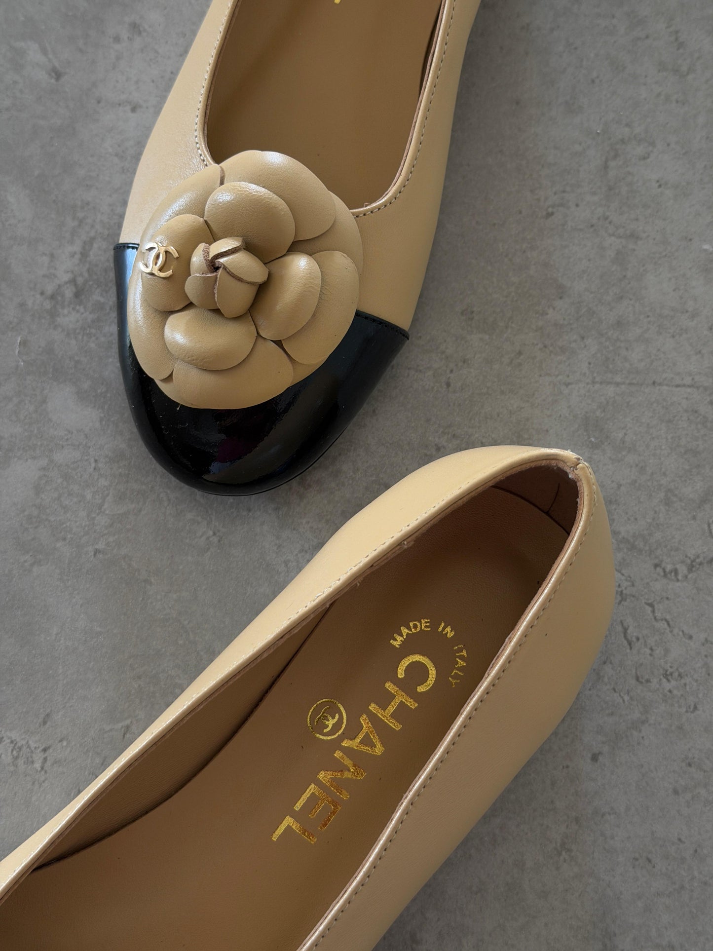 Chanel Patent Leather Camelia Flower Ballet