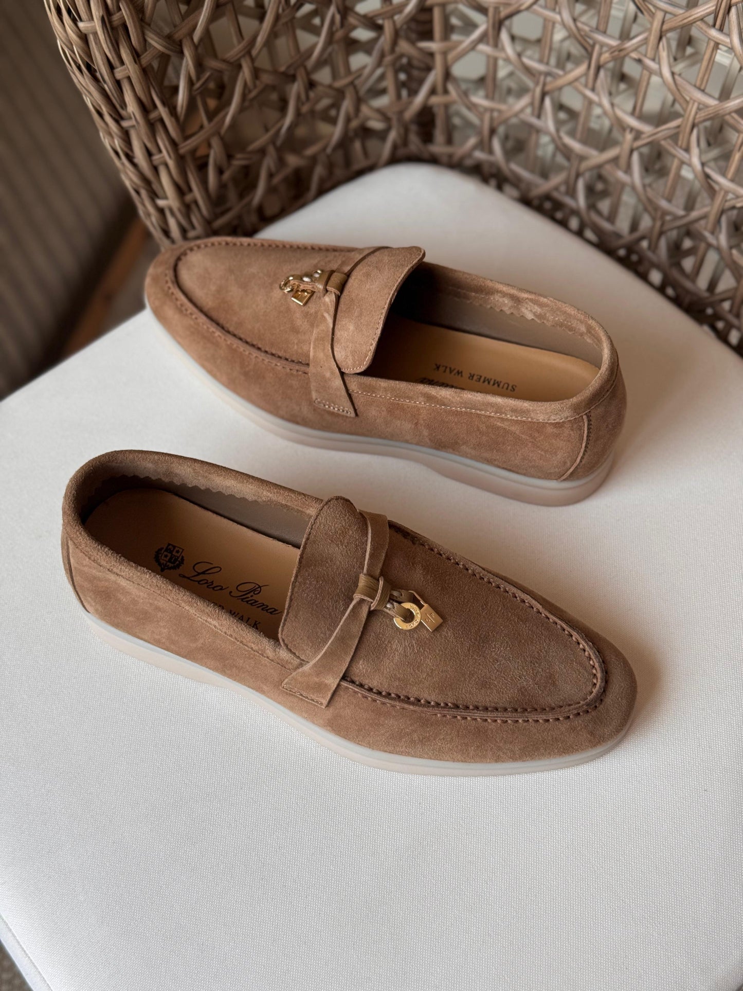 Loro Piana Summer Charms Walk Suede Loafers