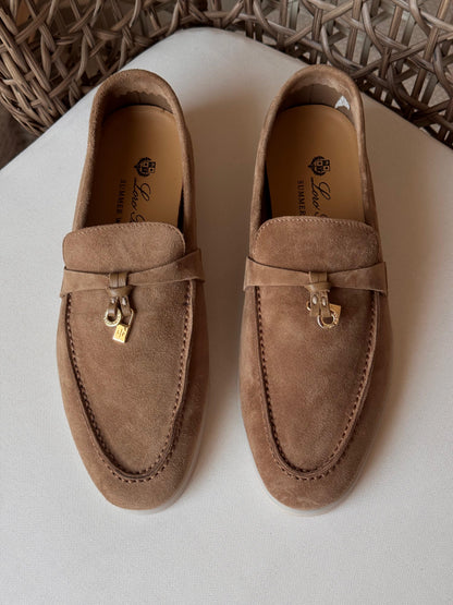 Loro Piana Summer Charms Walk Suede Loafers