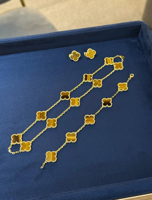 VanCleef & Arpels  Alhambra necklace, 10 motifs  Earings 1 Motif & Braclet 5 Motifs Full Set