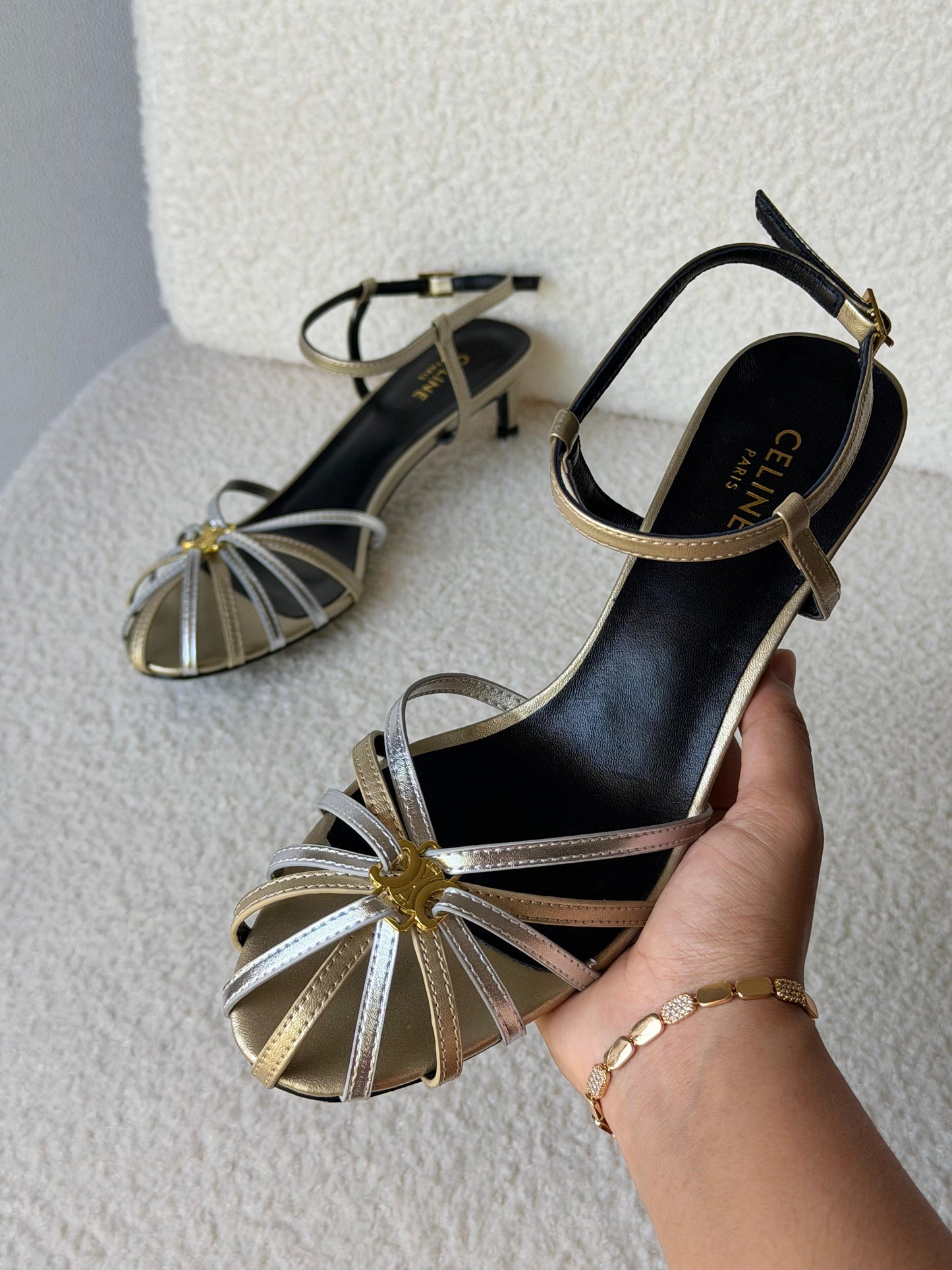 CELINE TRIOMPHE SANDAL IN LAMINATED CALFSKIN