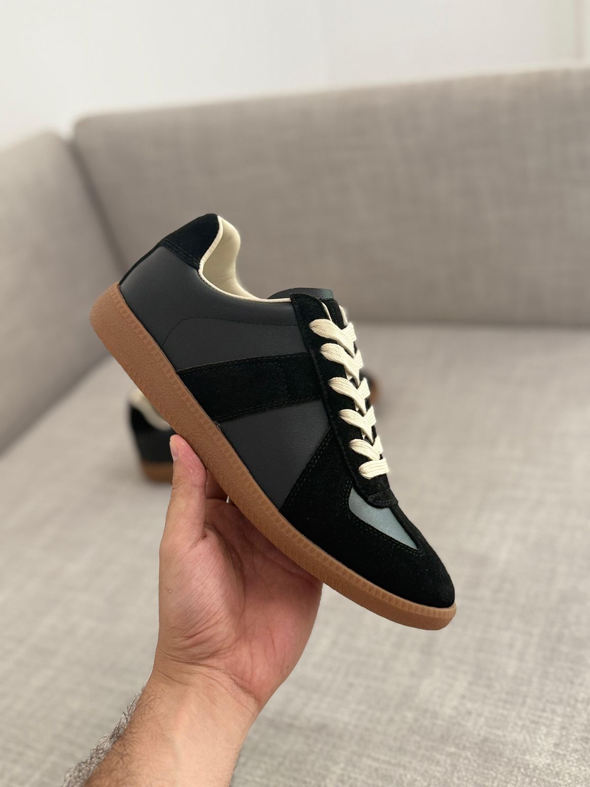 Maison Margiela  Follow Replica Wedge Sneakers in Suede & Leather