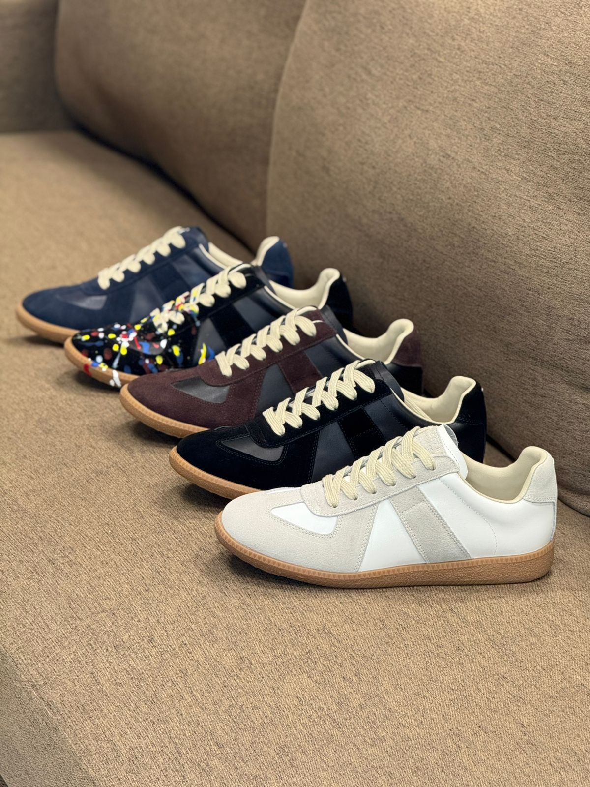 Maison Margiela  Follow Replica Wedge Sneakers in Suede & Leather