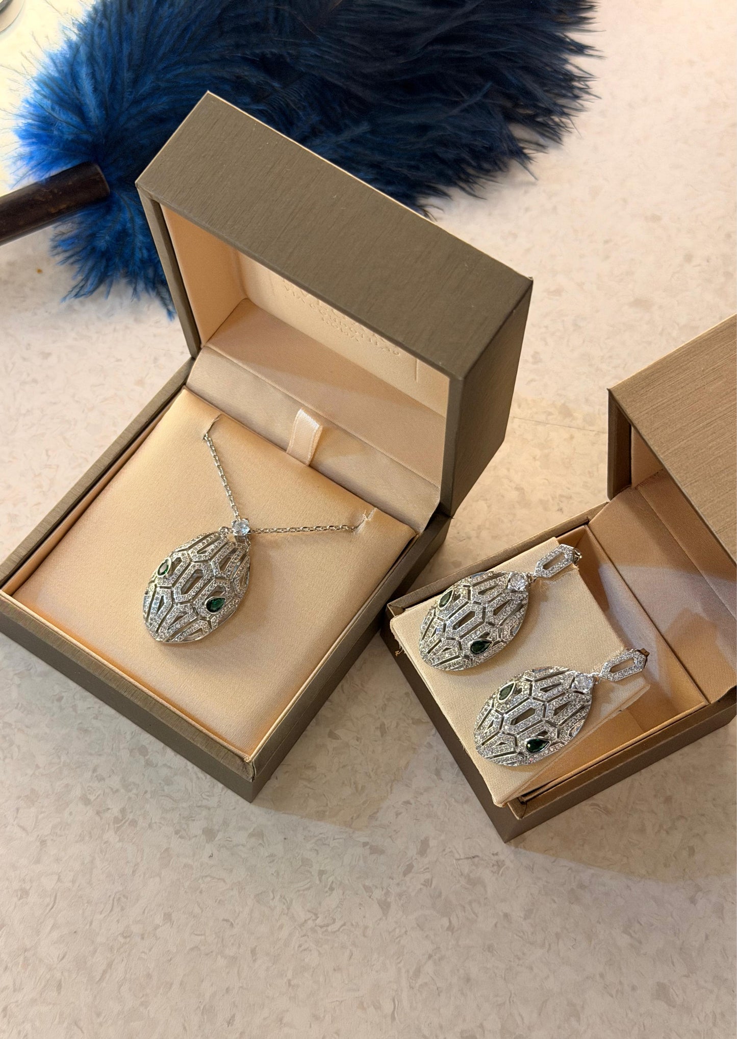 Bvlgari Serpent  Set Necklace & Earings Swarovski Stones