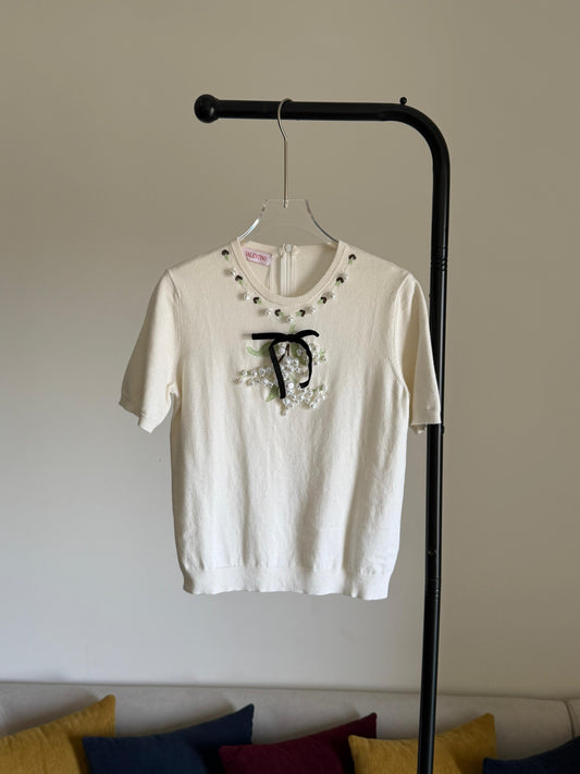 Valentino Garavani Embroidery pearl-embellished Top