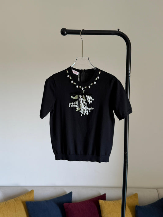 Valentino Garavani Embroidery pearl-embellished Top