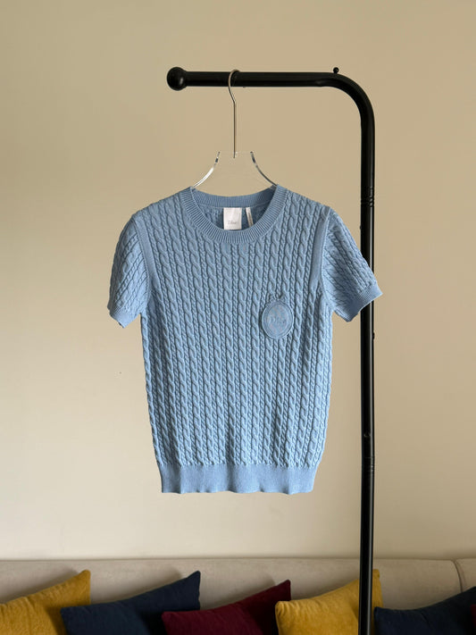 Dior Médaillon Short-Sleeved Sweater Blue