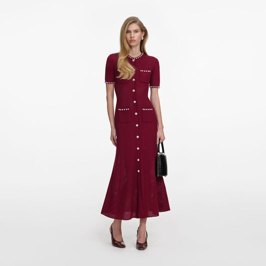 Self-Portrait Button Embellished Midi Dress |