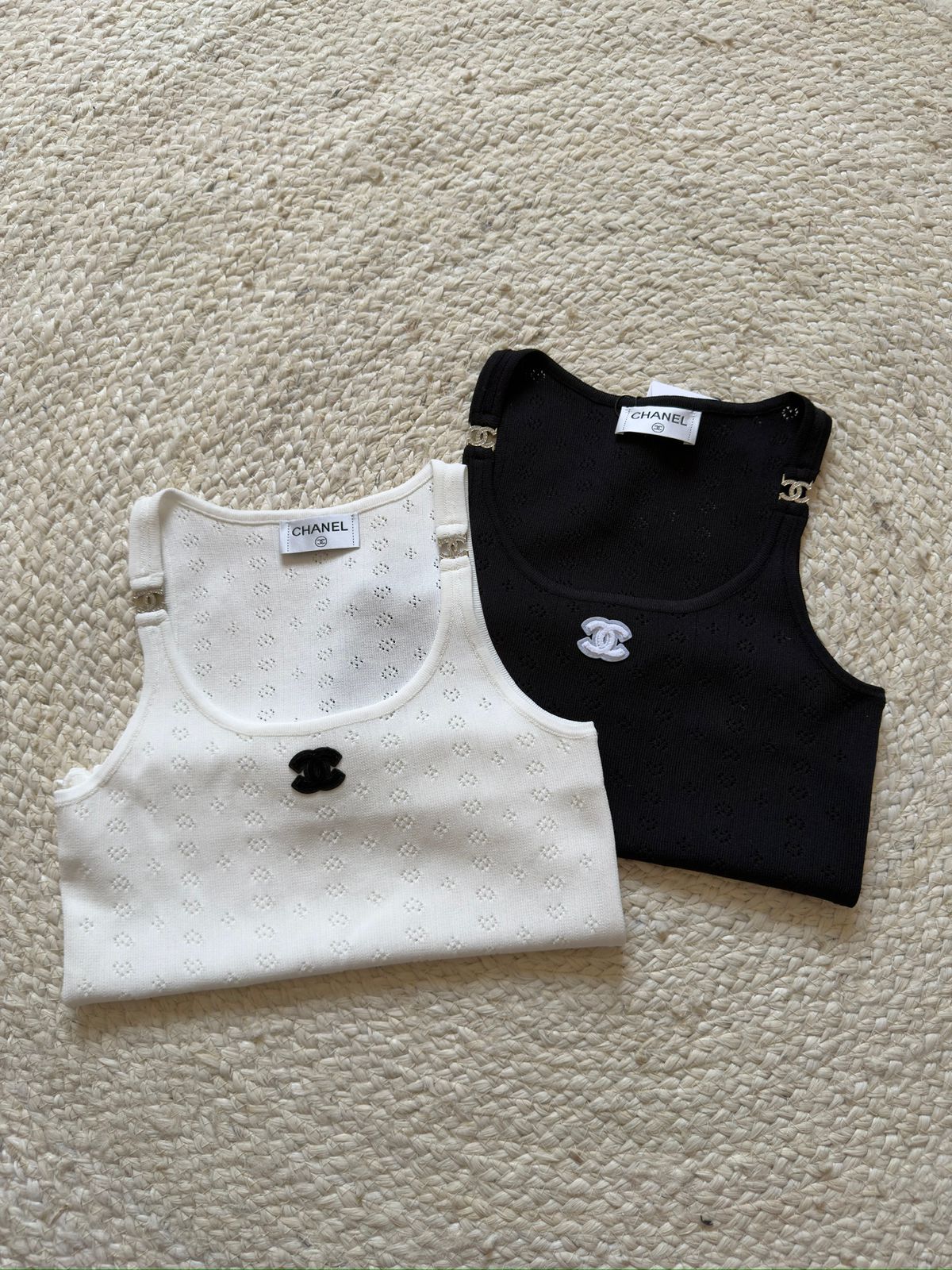 Chanel Sleeveless Tops black