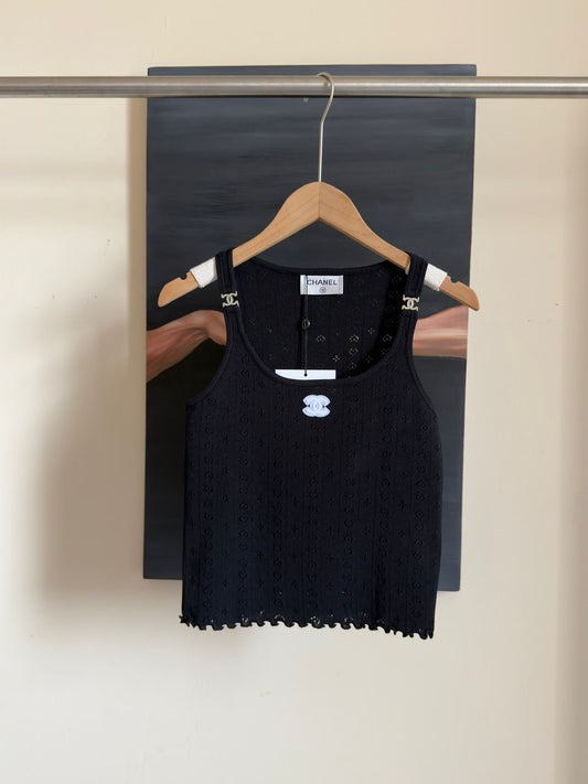 Chanel Sleeveless Tops black