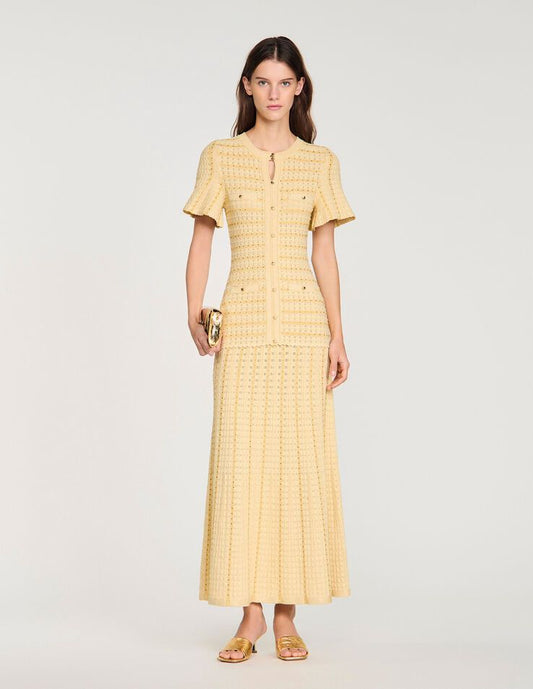 SANDRO Gold Rhinestone Maxi Dress