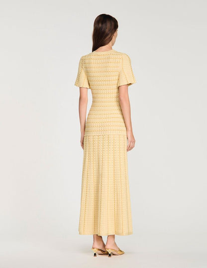 SANDRO Gold Rhinestone Maxi Dress