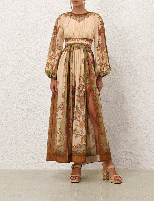 Zimmermann Neutral Indra Belted Dress in Linen