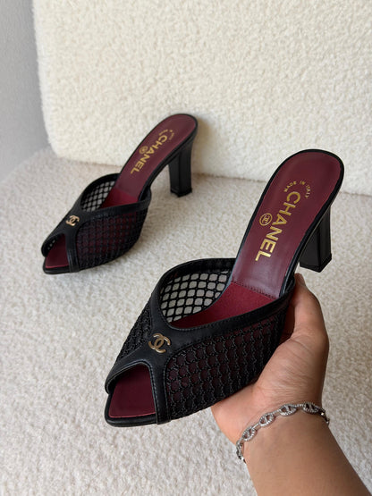 Chanel Mesh Peep Toe Heels