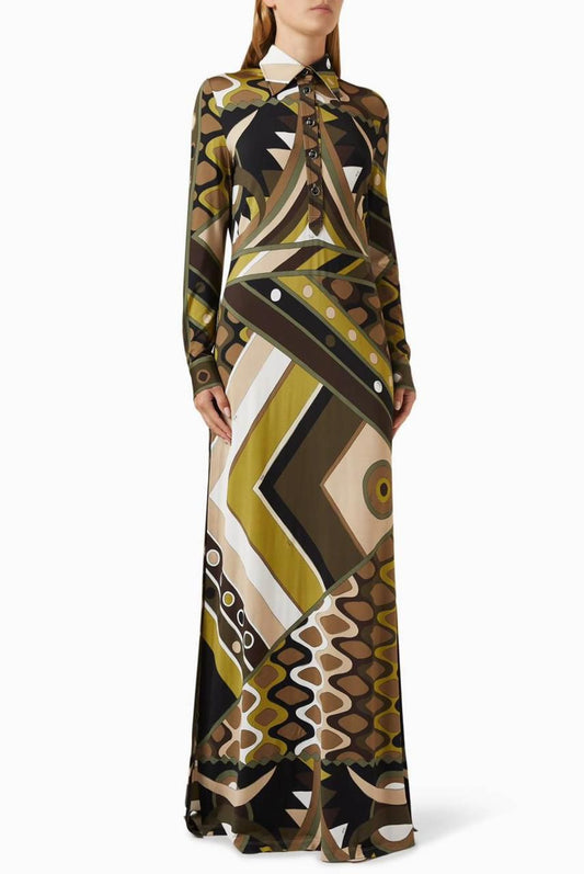 Pucci Green Vivara-print Maxi Dress