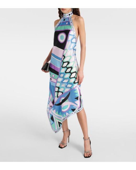 Pucci Neutral Stella-print Asymmetrical Dress