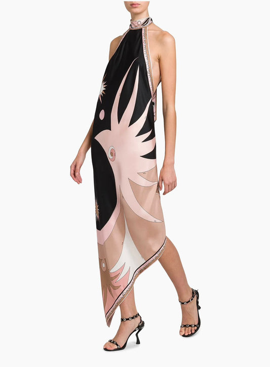 Pucci Neutral Stella-print Asymmetrical Dress