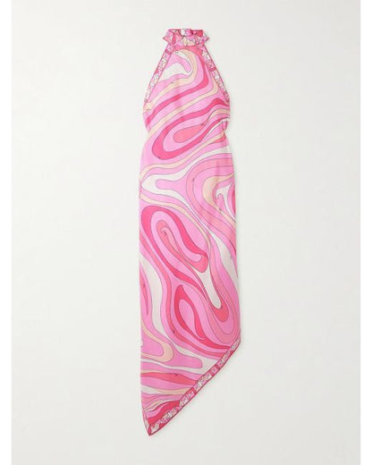 Pucci Pink Marmo-print Asymmetrical Dress