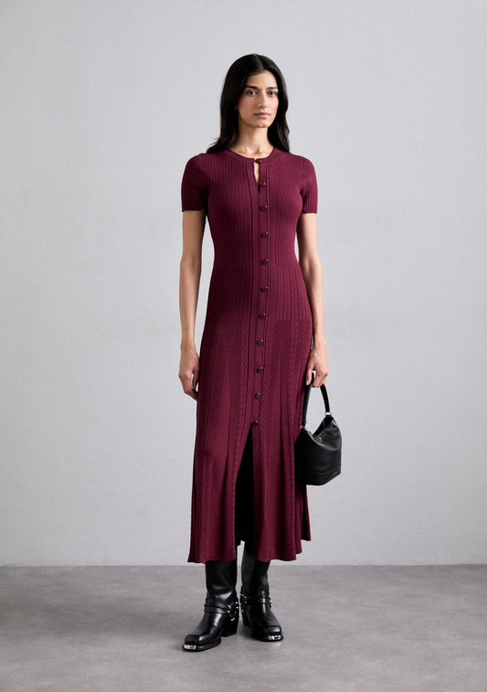 SANDRO Burgundy Milla Maxi Dress
