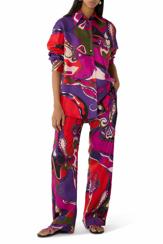Pucci Orchidee Print Silk Pajama Trousers