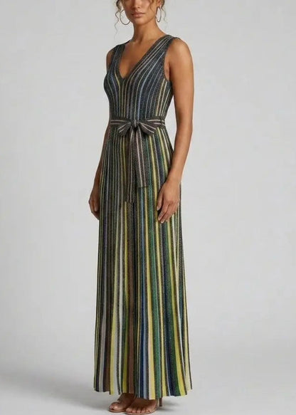 Missoni Sleeveless Embellished Stripe Knit Maxi Dress