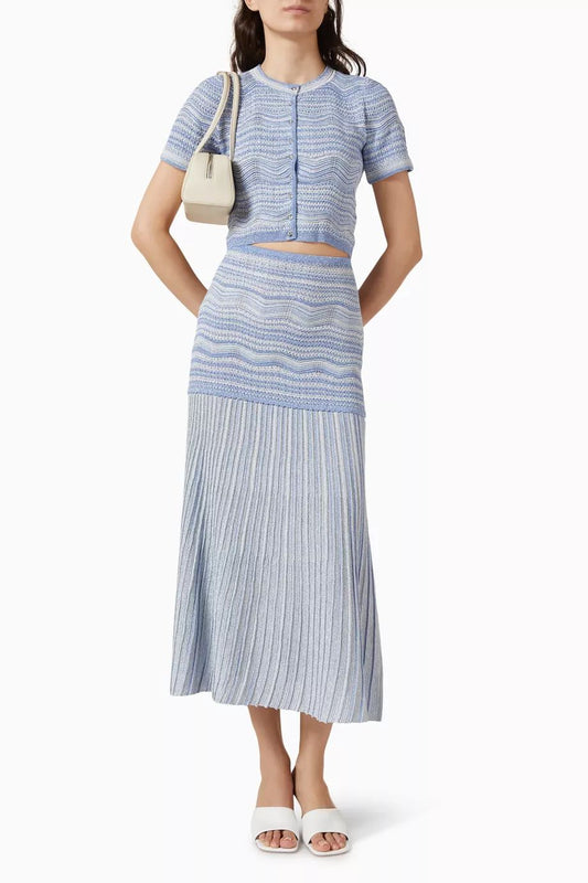 SANDRO Blue Davine Cropped Top in Knit