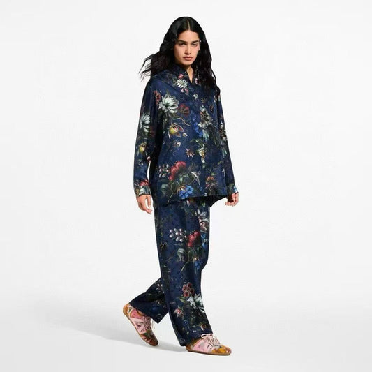 LV Dark Floral Print Pants & shirt