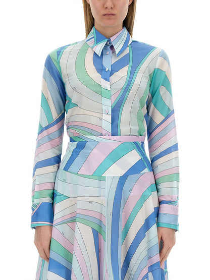 Pucci Blue Iride-print Shirt