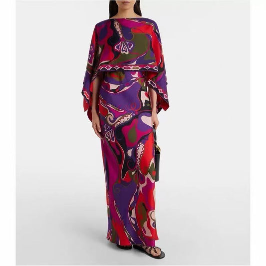 Buy Pucci Pink Orchidee-print Cape Maxi Dress