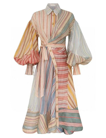 ZIMMERMANN Rebellion Striped Midi Dress