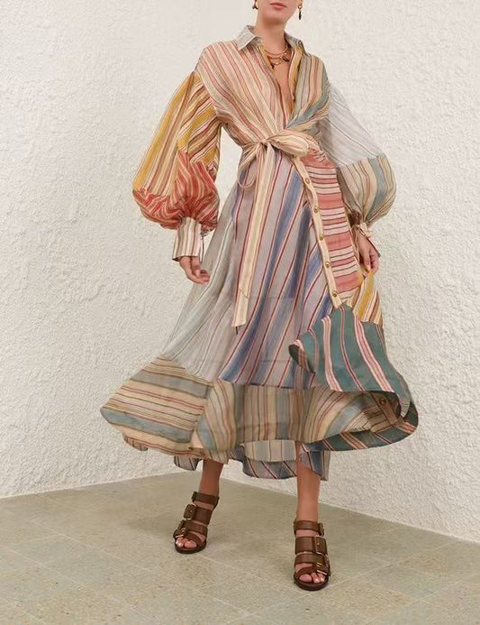 ZIMMERMANN Rebellion Striped Midi Dress