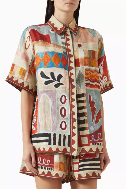 ALEMAIS Multicolour Michelle Shirt in Linen