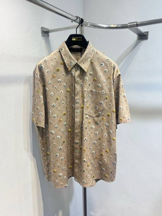 Louis Vuitton Monogram Printed Short-Sleeved Silk Shirt