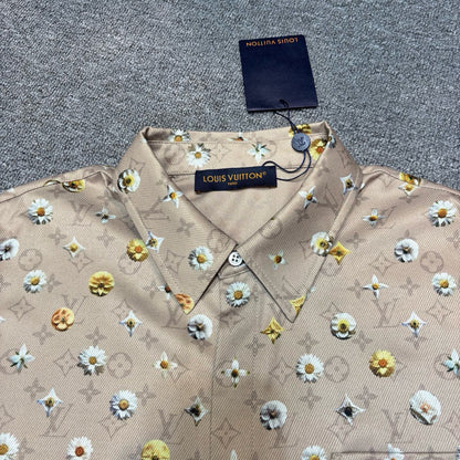 Louis Vuitton Monogram Printed Short-Sleeved Silk Shirt