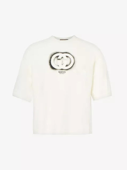 Gucci Brand-Print Boxy-Fit Cotton Jersey T-Shirt Boxy Fit Tee UAE