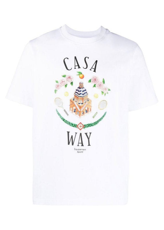 Casablanca Casa Way Graphic-Print T-Shirt "White" Premium Casual Tee UAE