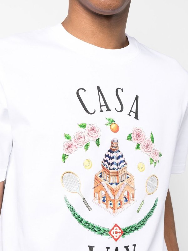 Casablanca Casa Way Graphic-Print T-Shirt "White" Premium Casual Tee UAE