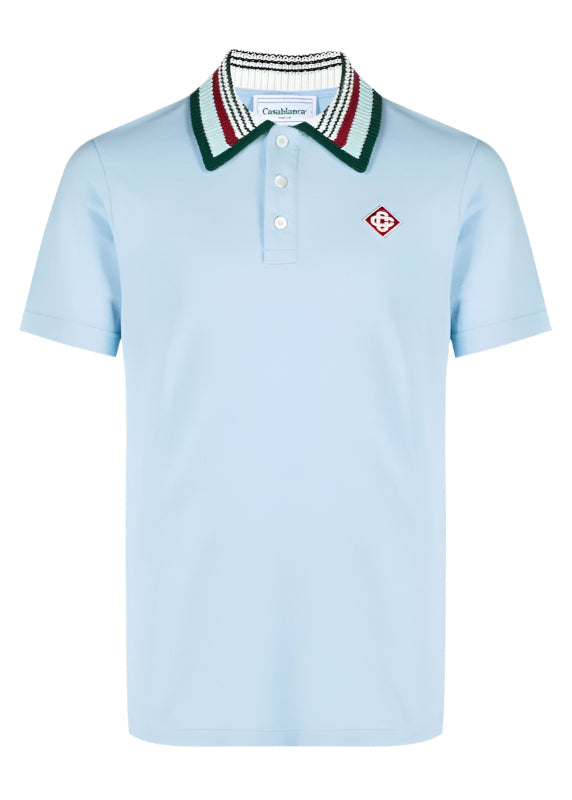 Casablanca Mint Stripe Collar Polo "Blue" Casual Luxury Polo UAE