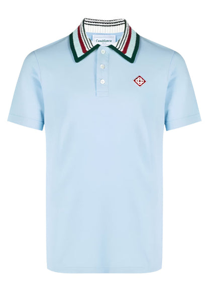 Casablanca Mint Stripe Collar Polo "Blue" Casual Luxury Polo UAE