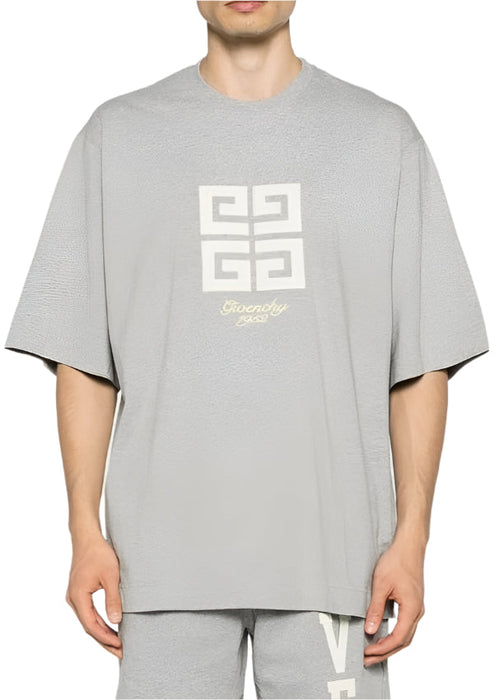Givenchy 4G Cotton T-Shirt "Light Grey Melange" Logo Tee UAE