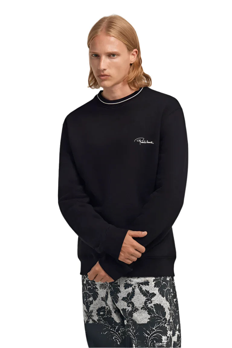 Roberto Cavalli Roses Regular Fit Crewneck Sweatshirt "Black" Designer Sweatshirt UAE